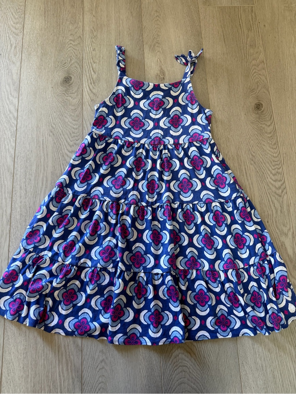 Gymboree Navy Floral Tiered Sundress with Pink Accents